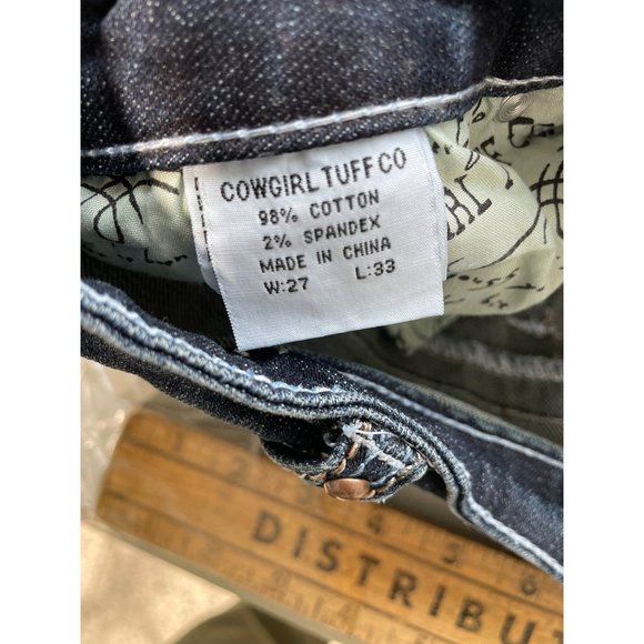 Cowgirl Tuff Co. Patchwork Denim Jean Women 27 Straight Embroidered Ranch Farm - Picture 6 of 7
